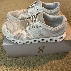 On Running White Sneakers with CloudTec Technology